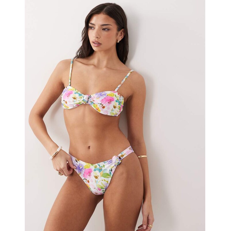 Candypants knot high leg bikini bottom in floral multi 115746265