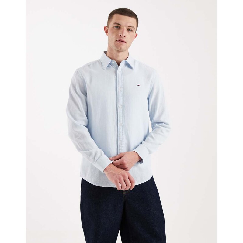 Tommy Jeans linen blend shirt in light blue
