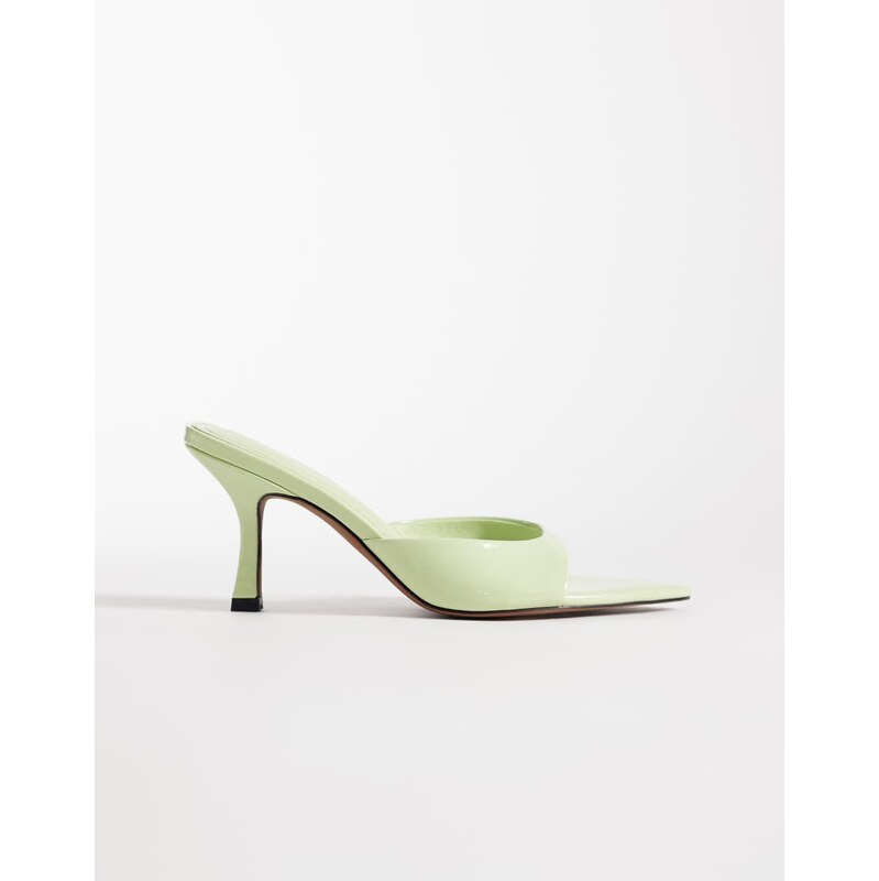 ASOS DESIGN Hotline pointed heeled mules in lime green 115746289