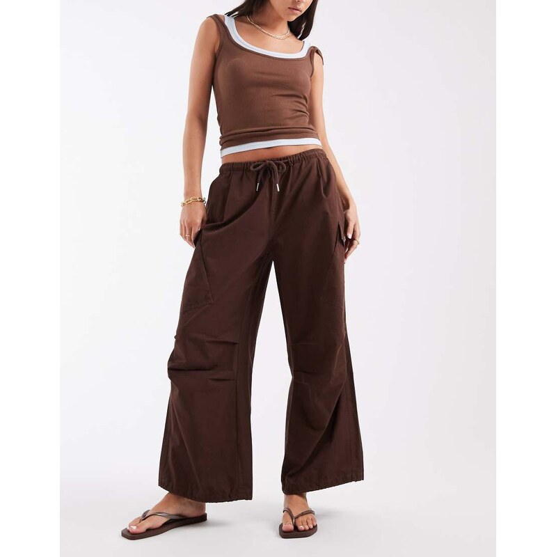 ASOS DESIGN parachute cargo trouser in chocolate-Brown
