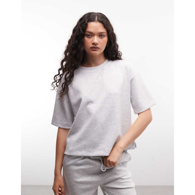 River Island clean oversized t-shirt in grey marl