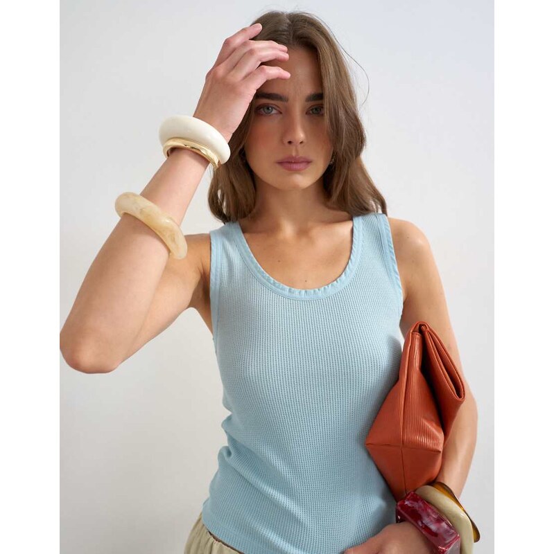 Topshop waffle vest in dusty blue 115746335