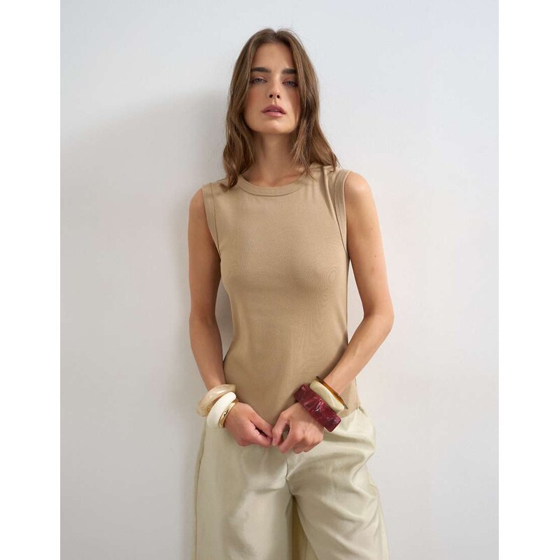 Topshop slim tank in stone-Neutral 115746336