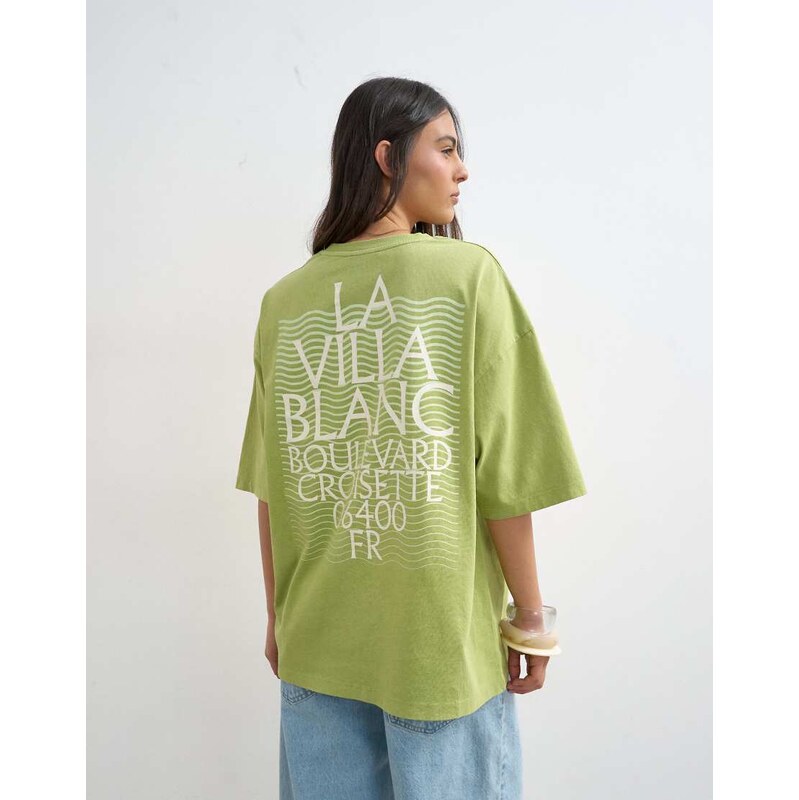 Topshop La Villa Blanca graphic oversized tee in green 115746348