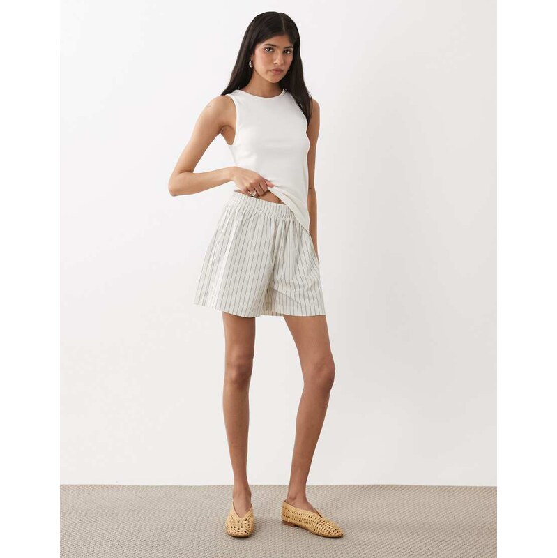 ASOS DESIGN pull on bermuda shorts in stripe co ord-Multi 115746374