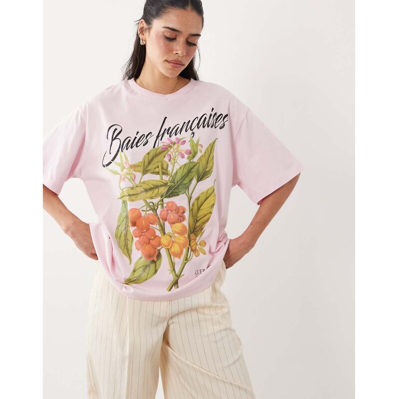 ASOS DESIGN oversized t-shirt with vintage berries graphic in baby 115746383