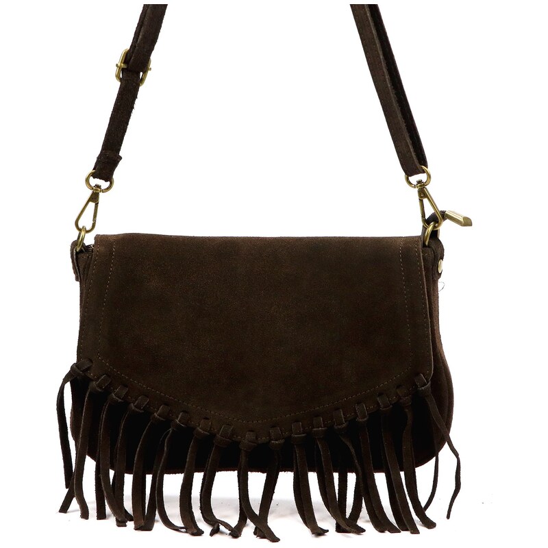 Luka Kožená crossbody kabelka 25-086 tmavě hnědá 115745114
