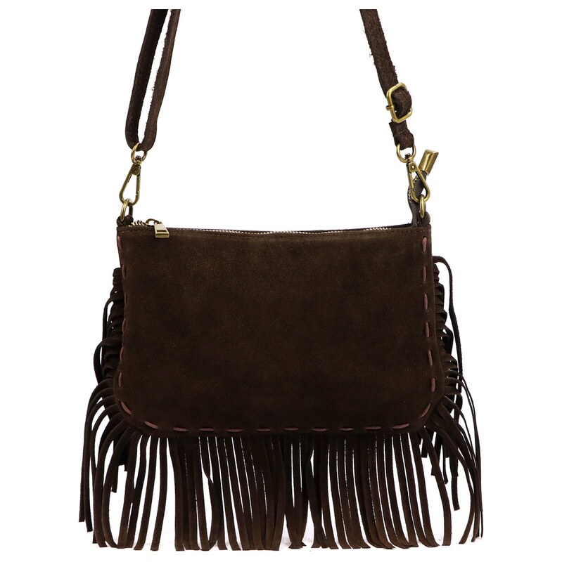 Luka Kožená crossbody kabelka 25-085 tmavě hnědá 115745113