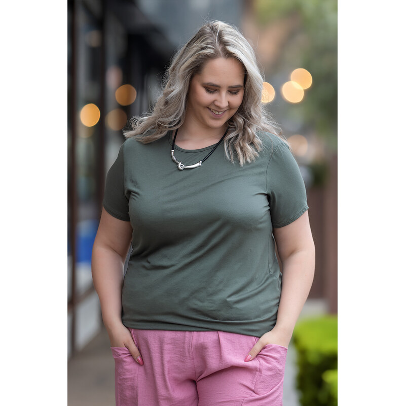 Italy fashion Tričko do gumy LAKA Barva: Khaki, Velikost: UNI: XL-3XL 115745264