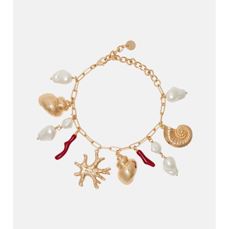 Self-Portrait Faux pearl-embellished charm bracelet