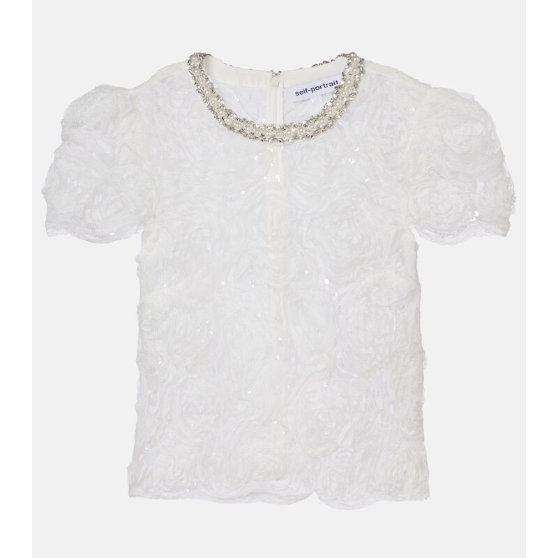 Self-Portrait Tulle lace top