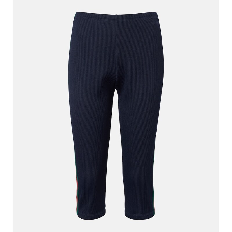 Gucci Web Stripe ribbed-knit jersey capri pants