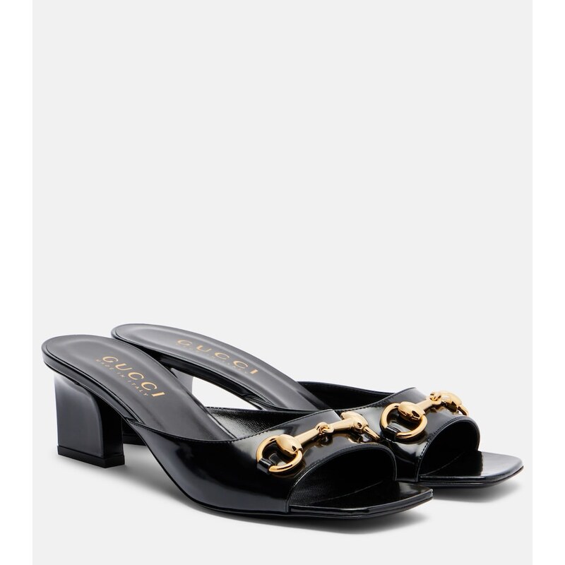 Gucci Signora Horsebit patent leather mules