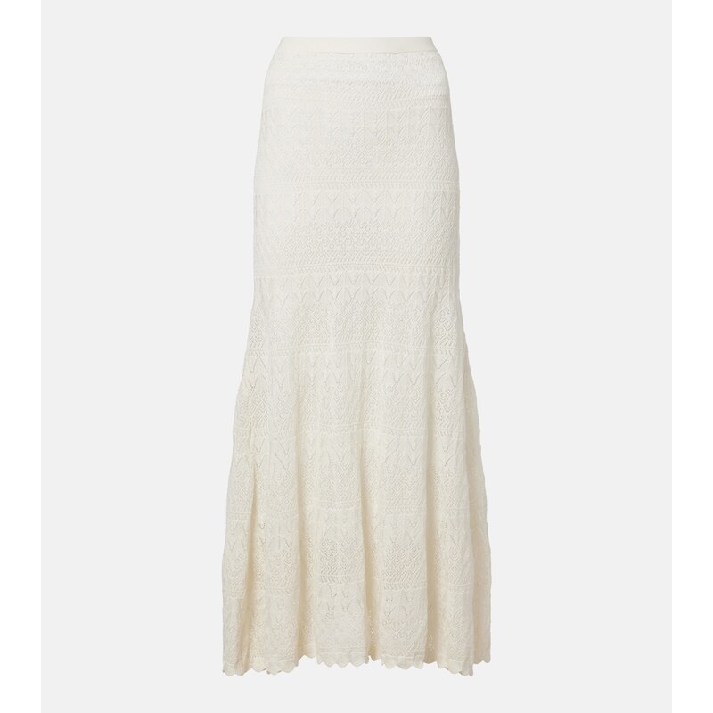 Self-Portrait Pointelle midi skirt