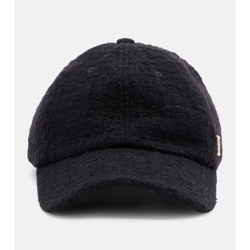 Dámská kšiltovka Saint Laurent z vlny, černá s grizzly efektem