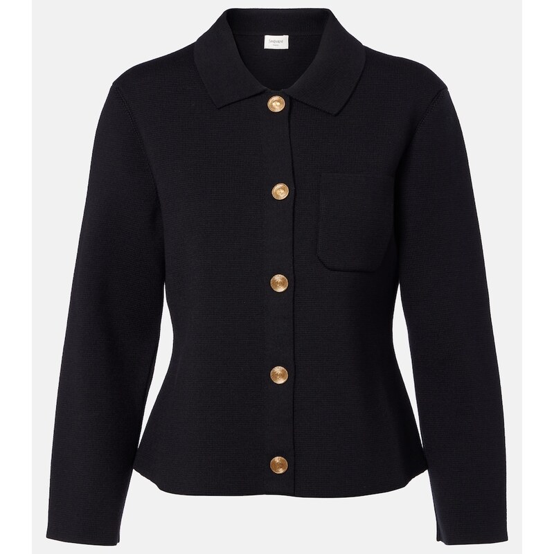 Saint Laurent Waffle-knit wool cardigan
