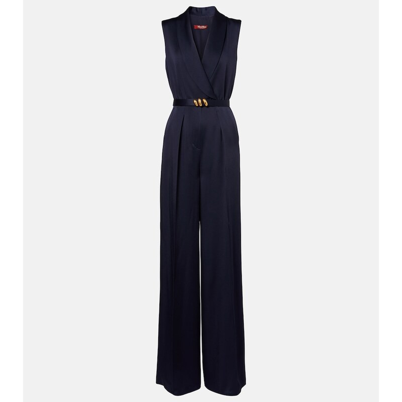 Max Mara Elegante belted satin jumpsuit
