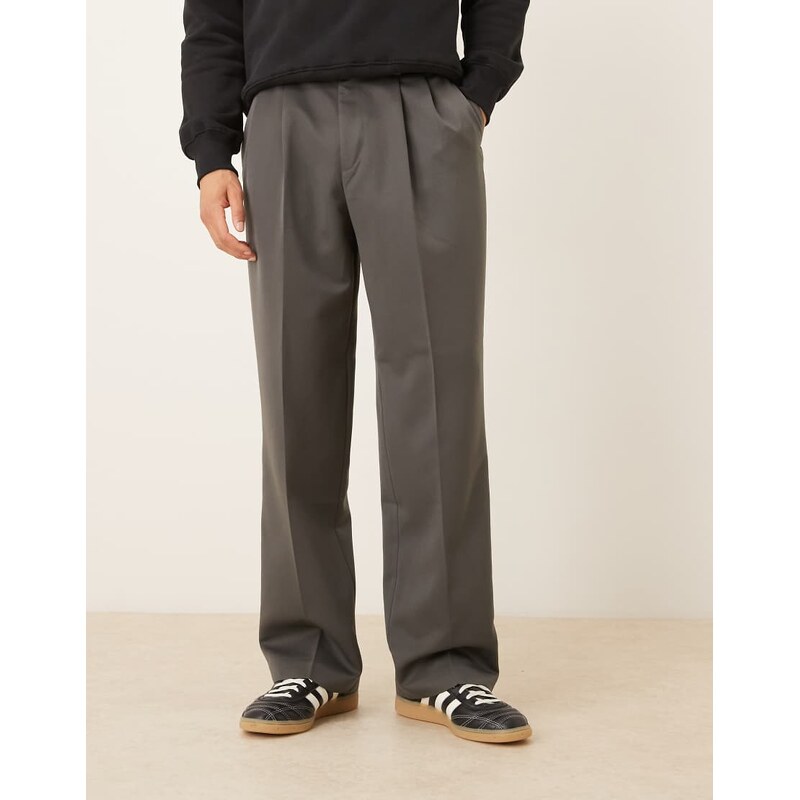 ASOS DESIGN tailored wide leg trousers with double pleat and