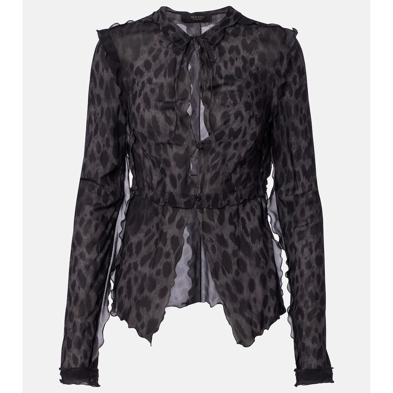 Gucci Leopard-printed silk blouse