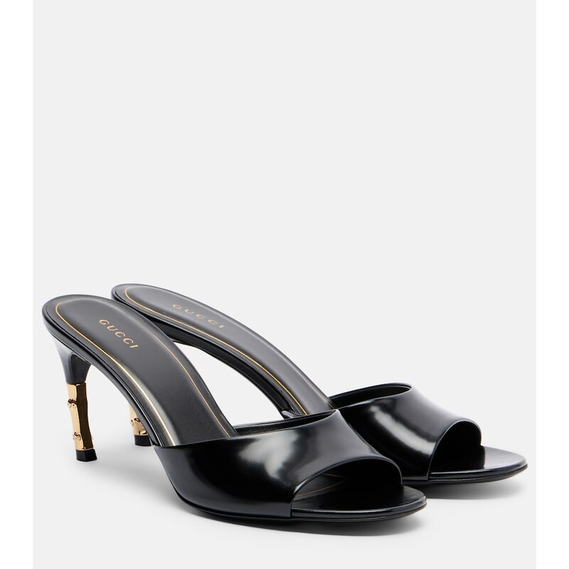 Gucci Castello kůžové pantofle v černé barvě