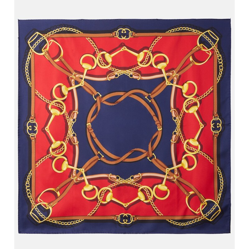 Gucci Printed reversible silk twill scarf