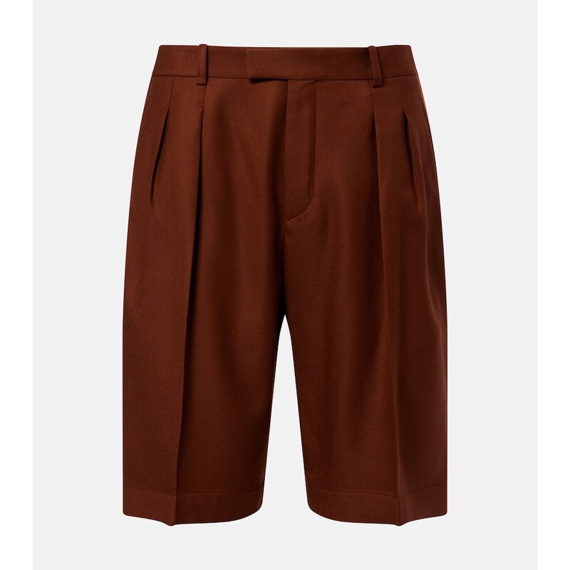 Saint Laurent Pleated cashmere Bermuda shorts