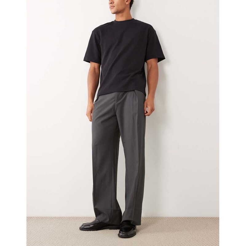 ASOS DESIGN tailored wide leg trousers with deep pleat in