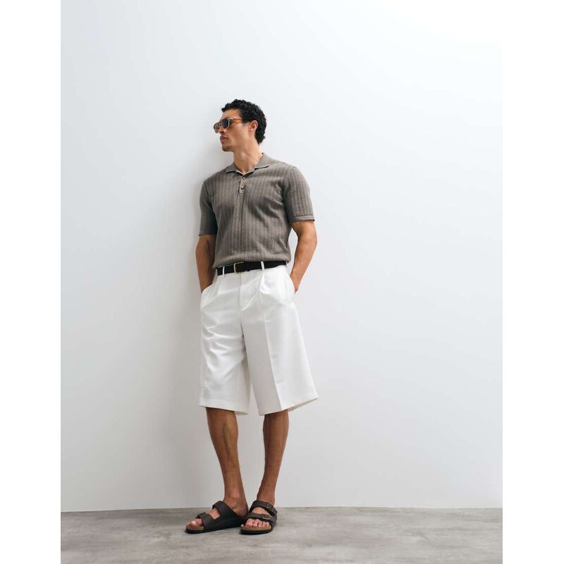 ASOS DESIGN tailored pleated oversized bermuda shorts in white