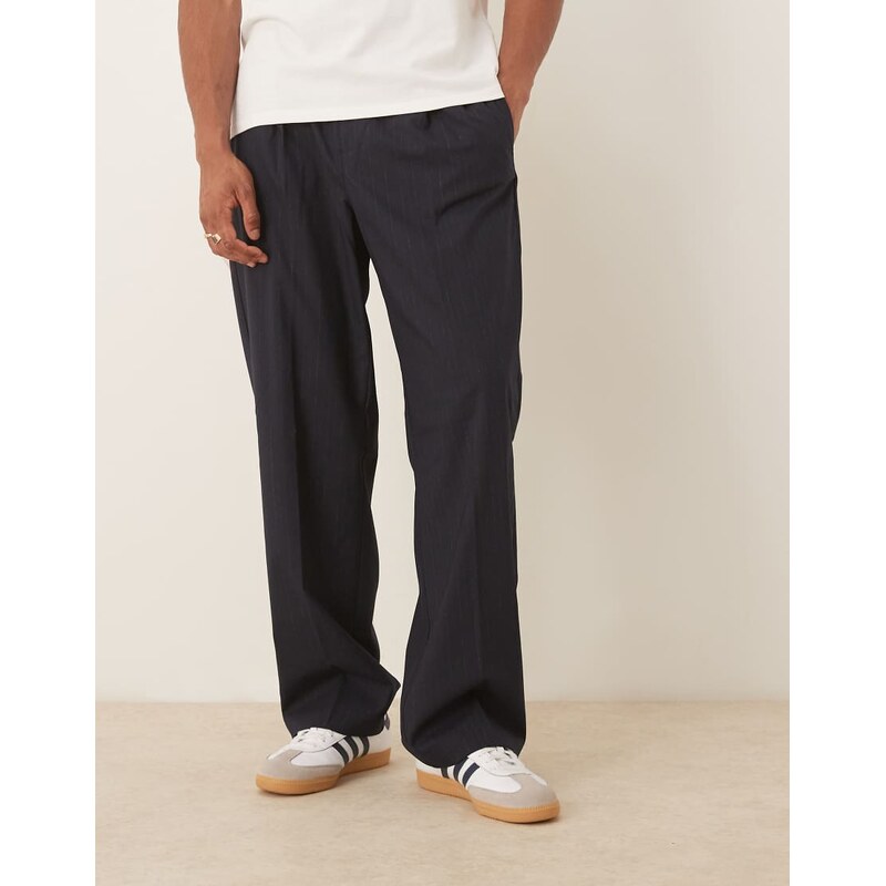 ASOS DESIGN tailored co-ord pull on wide leg trousers in navy