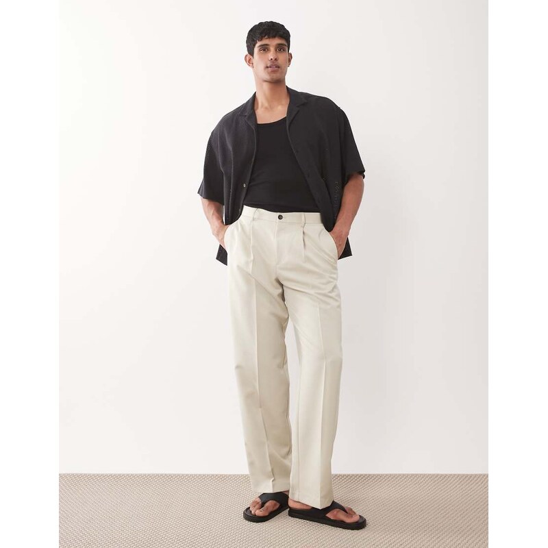 ASOS DESIGN tailored wide leg pleated trouser with exposed