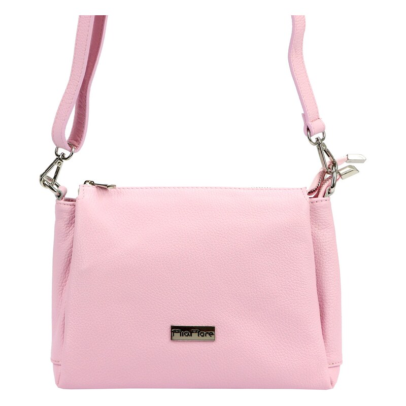 Kožená crossbody kabelka MiaMore 01-002 růžová