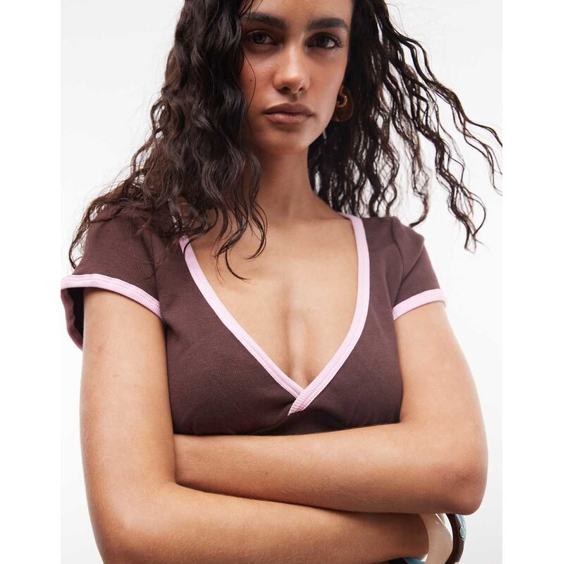 Princess Polly Baseline contrast trim wrap top co-ord in