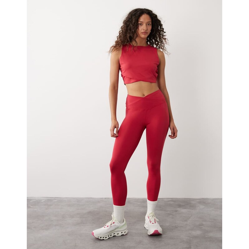 Sweaty Betty All Day 7/8 Wrap Waist Leggings in red