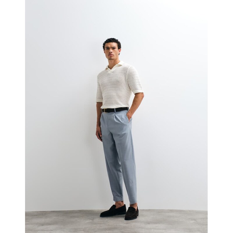ASOS DESIGN premium 100% wool tailored relaxed tapered trousers