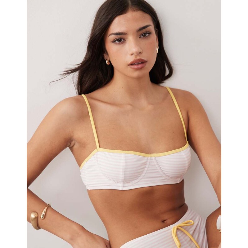 Candypants underwire bikini top in pink stripe