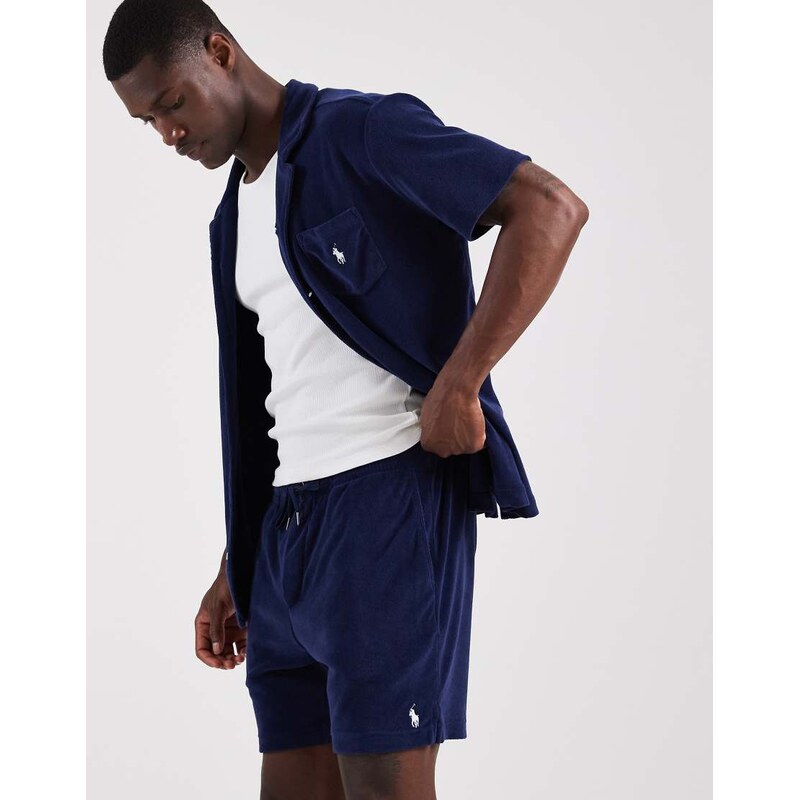 Polo Ralph Lauren icon logo co-ord terry cloth shorts in navy