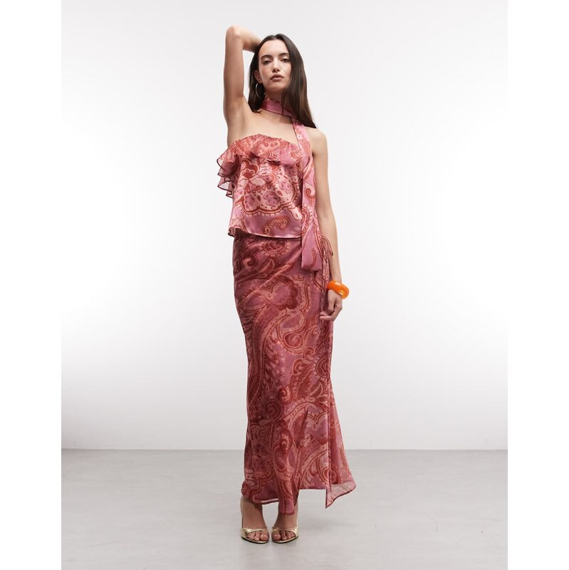 Reclaimed Vintage Limited Edition satin and chiffon mix skirt