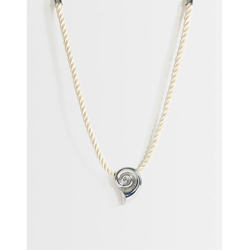 Topshop Mika rope choker with shell pendant in off white and