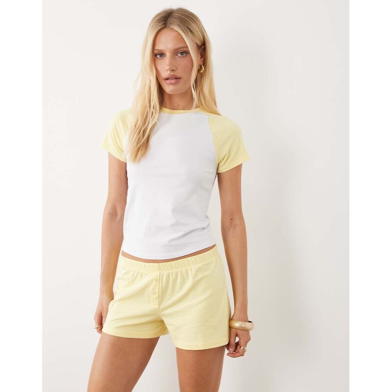 ASOS DESIGN shorts co-ord in buttermilk-Yellow