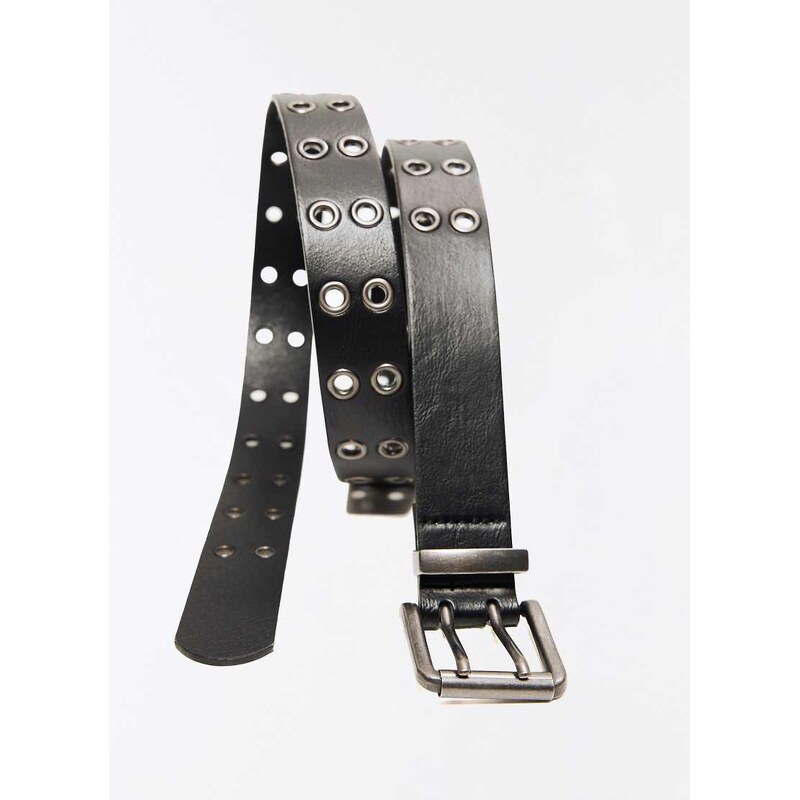 Bershka Wide eyelet belt in black