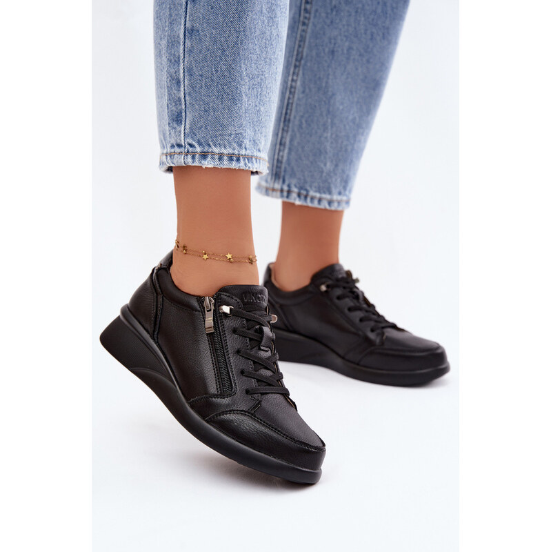Kožené polobotky Sneakersy na platformě Vinceza 79644 Černé