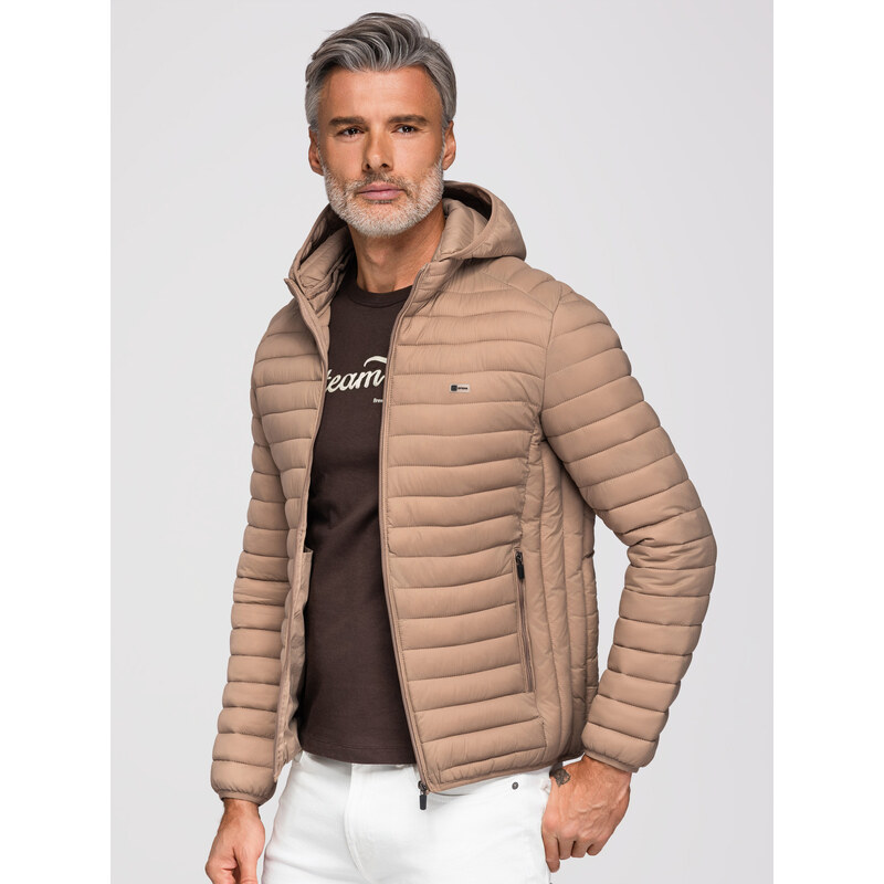 Ombre Mens satin-finish bomber jacket with contrasting ribbed