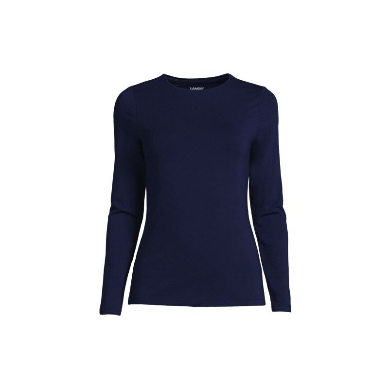 Cotton Modal Long Sleeve Crew Neck Top, Women, size: S, petite,