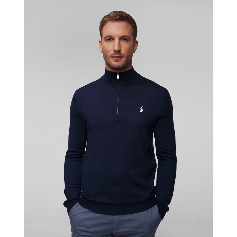 Tmavě Modrý Pánský Vlněný Svetr Polo Ralph Lauren