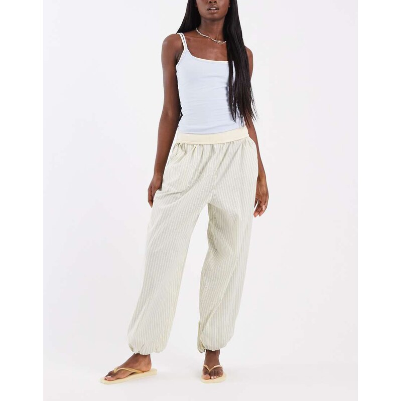 ASOS DESIGN balloon trouser in yellow stripe-Multi