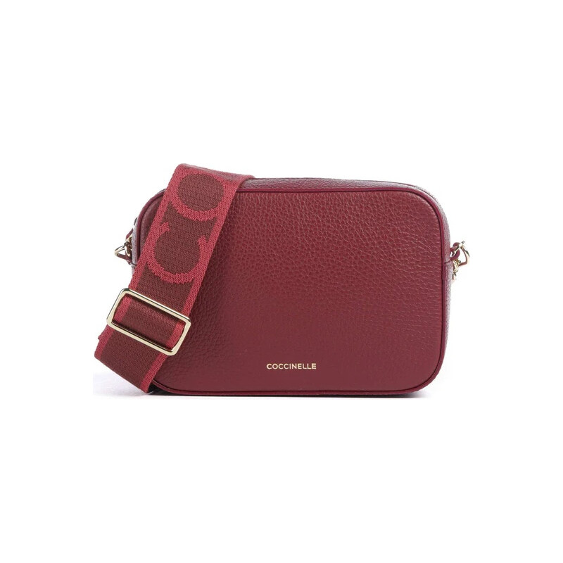 Coccinelle kožená crossbody kabelka malá vínová