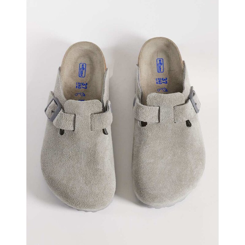 Birkenstock Unisex Boston suede clogs in stone coin-Neutral