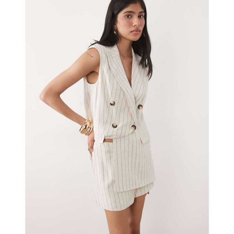 Miss Selfridge tailored linen look micro skort co-ord in neutral