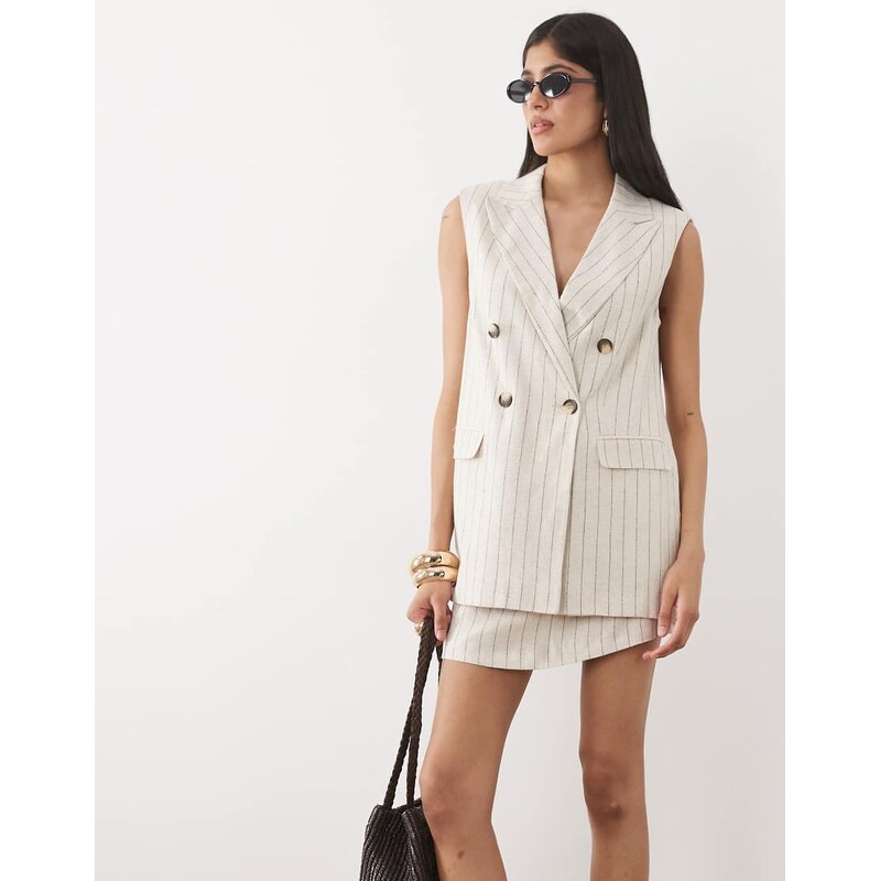 Miss Selfridge linen look double breasted blazer co-ord in