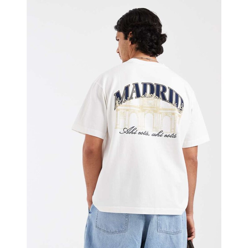 Pompeii UK Pompeii Madrid location back print t-shirt in off